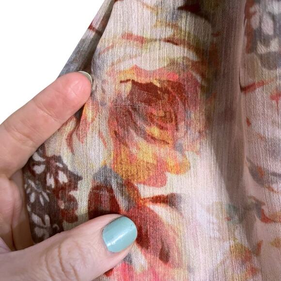 Anthropologie Meadow Rue Crushed Velvet Blouse Small Floral Balloon Sleeve Pink - Picture 9 of 10